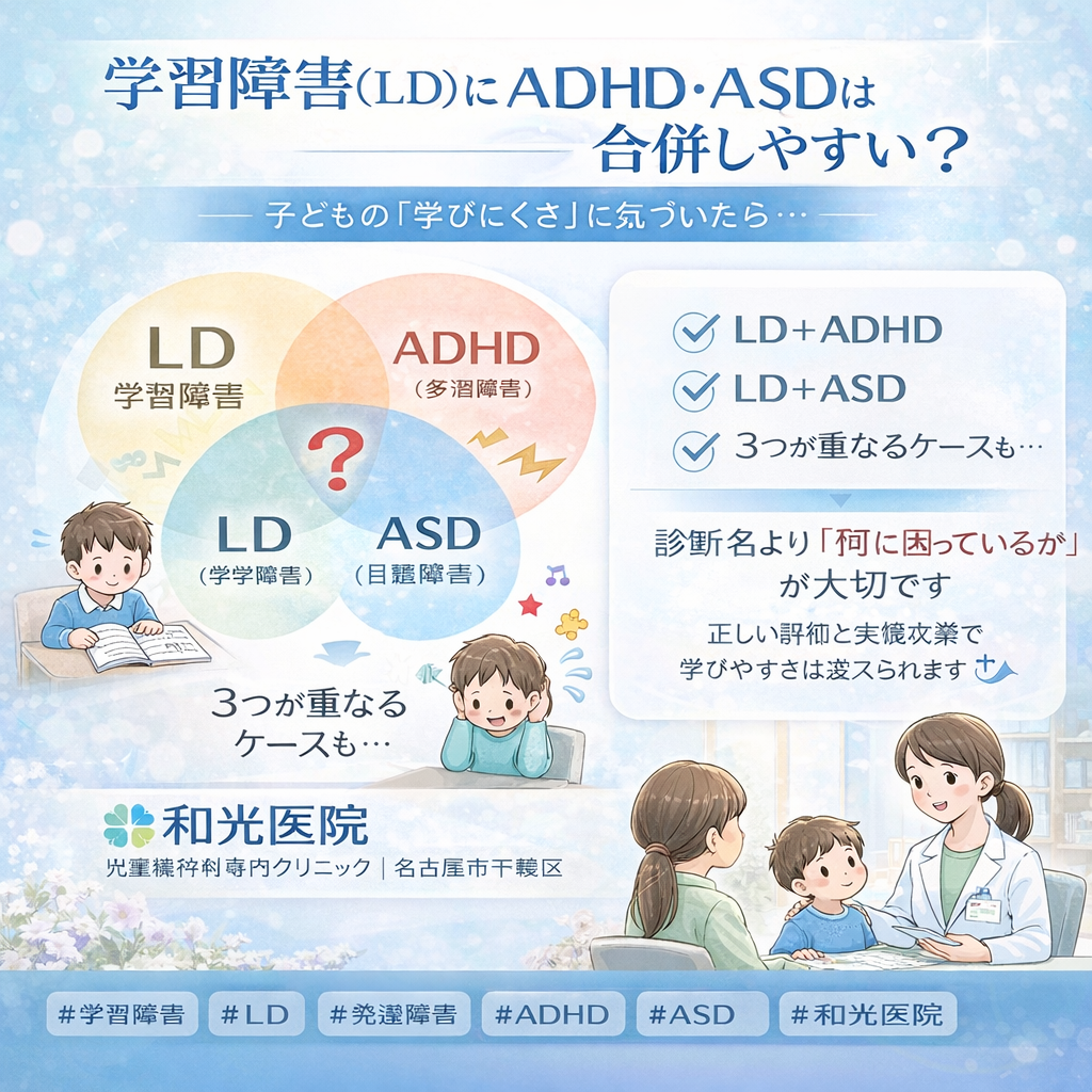学習障害（LD）にADHD・ASDは合併しやすい？ ― 子どもの「学びにくさ」を正しく理解するために ―名古屋市千種区の児童精神科専門クリニック 和光医院