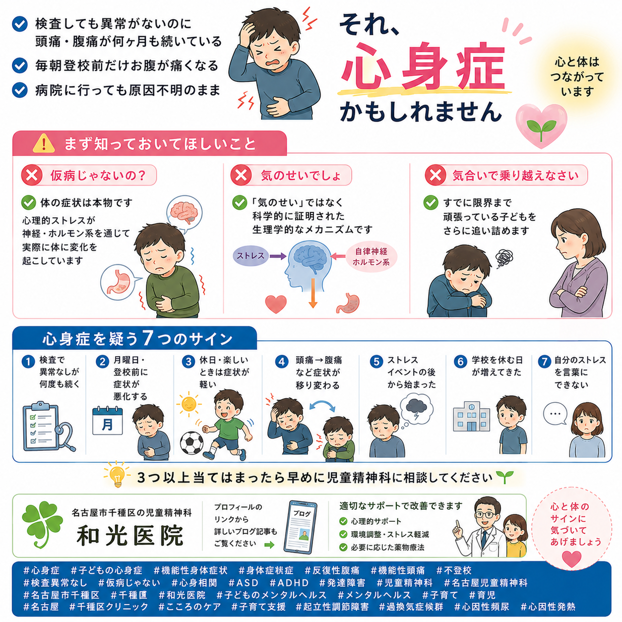 心身症とは？どんなときに疑うべきか——子どもの心身症の症状・原因・治療を和光医院（名古屋市千種区・児童精神科）が詳しく解説