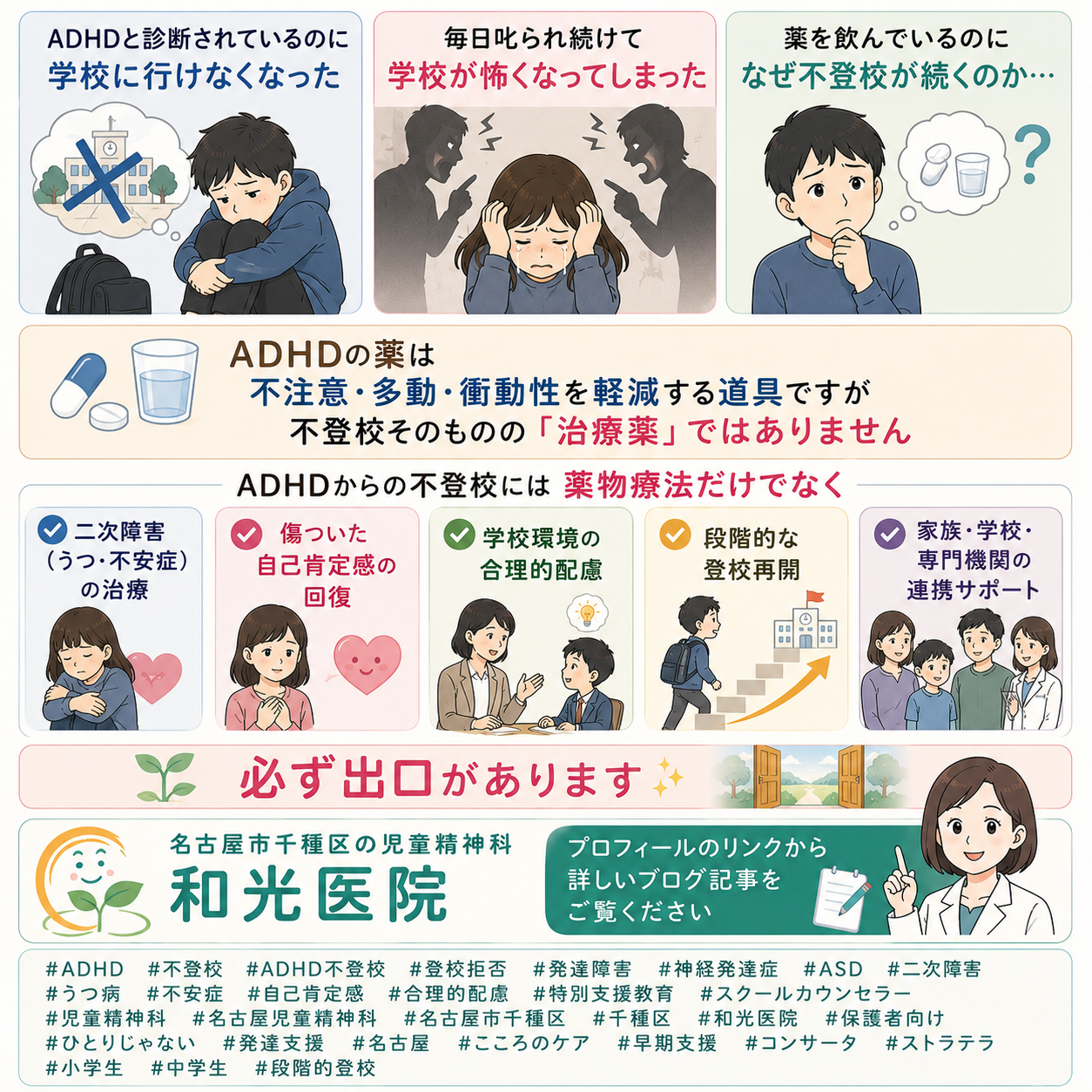 ADHDと不登校——発達特性が背景にある学校への行き渋り・不登校の理解と支援を和光医院（名古屋市千種区・児童精神科）が詳しく解説