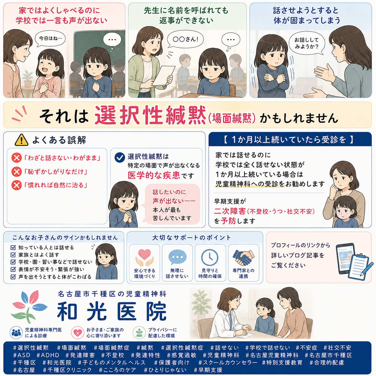 選択性緘黙（場面緘黙）——「家では話せるのに学校では声が出ない」子どもへの正しい理解と支援を和光医院（名古屋市千種区・児童精神科）が詳しく解説